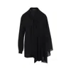 Balenciaga Black Blouse With Pussybow Collar And Asymmetric Design In Silk Woman In Black