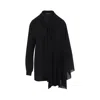 Balenciaga Black Georgette Scarf Blouse In Black