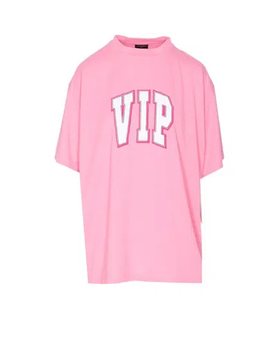 Balenciaga Vip Embroidered Crewneck T-shirt In Pink