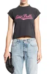 Balenciaga Logo Distressed Crop Shrunk T-shirt In Black