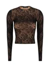 Balenciaga Lace Crewneck Top In Black