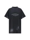 Balenciaga 3b Sport Icon Oversize Graphic T-shirt In Faded Black