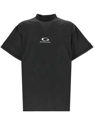 Balenciaga Black Inside Out T-shirt In Faded Washed Black