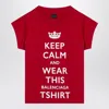 Balenciaga Mini Cropped Crew-neck T-shirt With Keep Calm Logo In Red