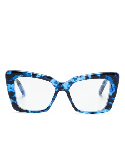 Balenciaga Tortoiseshell Cat-eye Glasses In Blue