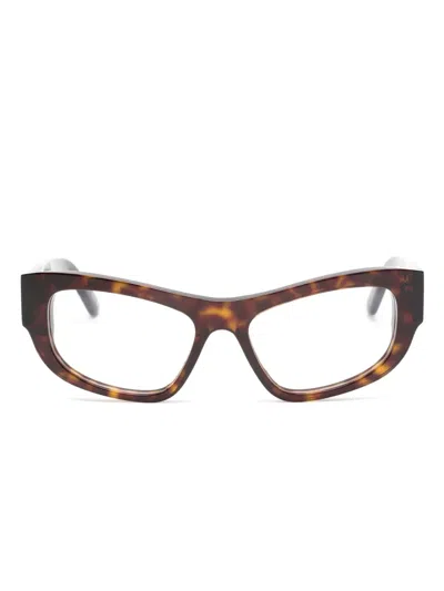 Balenciaga Tortoiseshell-effect Rectangle-frame Glasses In Brown