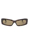 Balenciaga Tortoiseshell Oversize Rectangle Sunglasses In Brown