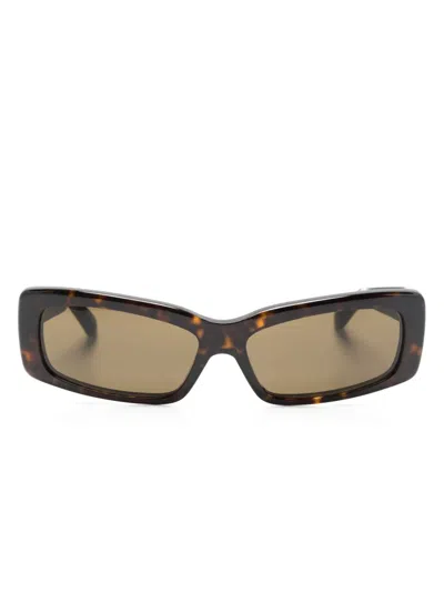Balenciaga Tortoiseshell Oversize Rectangle Sunglasses In Havana-havana-brown