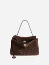 Balenciaga Womens Brown Rodeo Medium Croc Suede Top-handle Bag In Brown