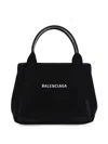 Balenciaga Navy Cabas Small Canvas Tote Bag In Black