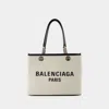 Balenciaga Beige Cotton Duty Free Tote M In Beige