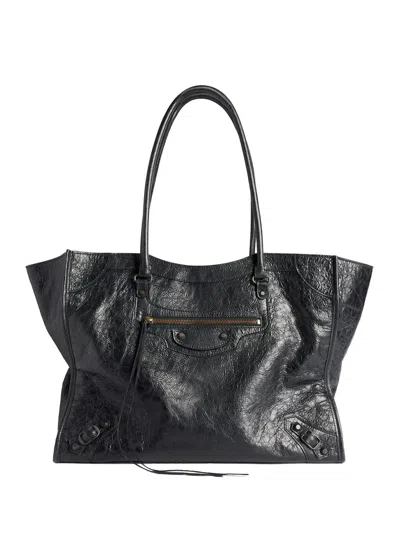Balenciaga Tote Bag Le City Media In Lamb Skin Arena In Black