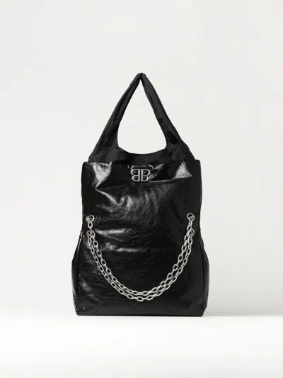 Balenciaga Large Monaco Plus Tote Bag With Chain In Black