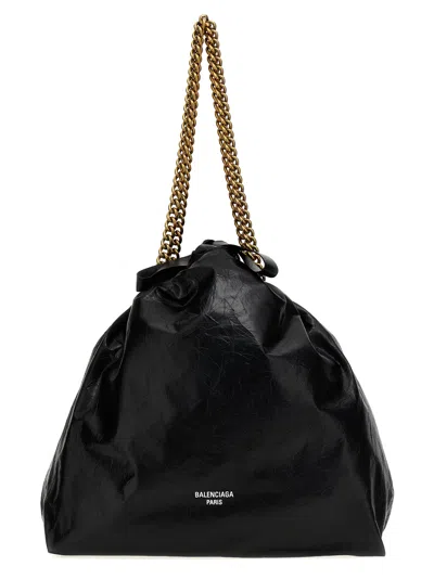 Balenciaga Tote Crush Media Shoulder Bags In Black