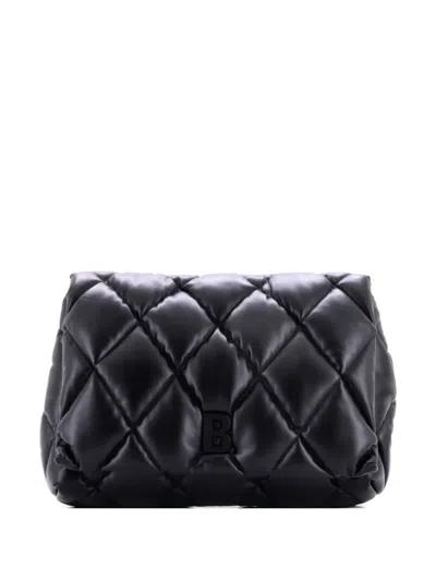 Pre-owned Balenciaga Touch Quilted Puffy Leather Large Clutch Bag In Black
