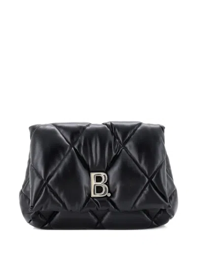 Pre-owned Balenciaga Touch Quilted Puffy Leather Medium Clutch Bag In Black
