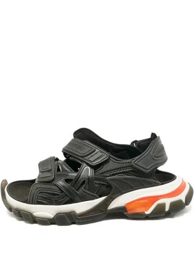 Pre-owned Balenciaga Touch-strap Flat Sandals In Black