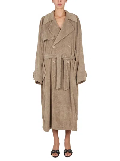 Balenciaga Adjustable Belt Closure Trench Jacket In Brown