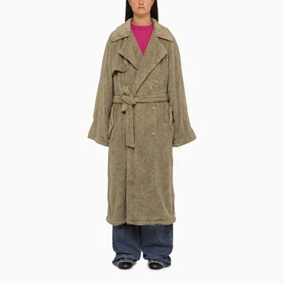 Balenciaga Towel Trench Coat In Sand-coloured Cotton In Beige