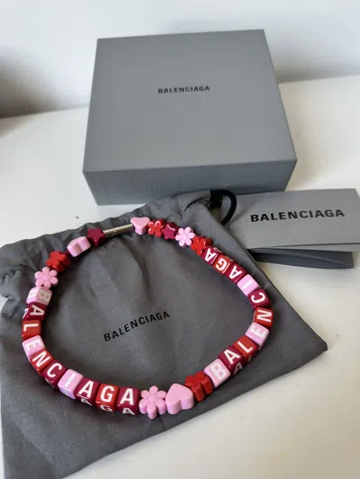 Pre-owned Balenciaga Toy Choker Necklace Pink Silver