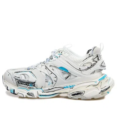 Balenciaga Track 1.0 Sneakers ' White Blue Mesh And Nylon Graffiti' In Multi