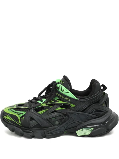 Pre-owned Balenciaga Track 2 Leather Sneakers In Black