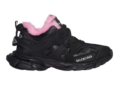 Pre-owned Balenciaga Track Fake Fur (women's) Sneakers In Black/pink