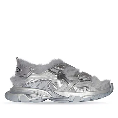 Balenciaga Track Flat Sandals In ["silver Tone"]