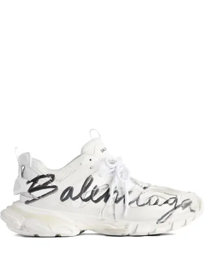 Balenciaga Track Graffiti-print Sneakers In White