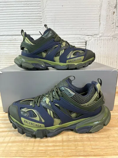 Pre-owned Balenciaga Track Green Navy Sneaker Size 40 In Navy/green