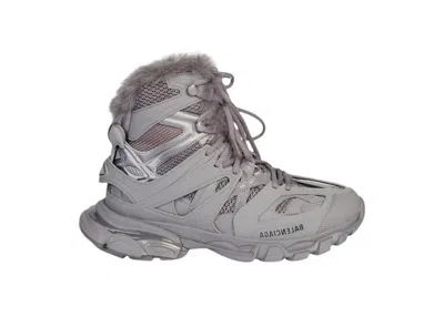Pre-owned Balenciaga Track Hike Boots Faux Fur Sneakers In Grey