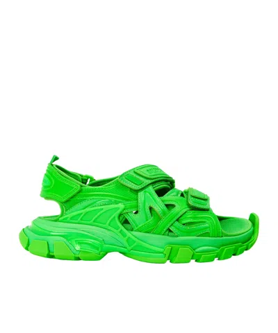 Balenciaga Track Logo Flat Sandals In Animal Print