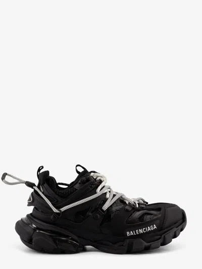 Balenciaga Black Mesh And Rubber Track Trail Laces Sneakers In Animal Print