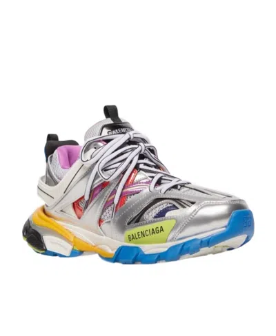 Balenciaga Track Metallic Panelled Sneakers In White