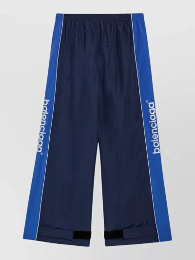 Balenciaga Track Pants Side Stripe Adjustable Cuffs In Blue