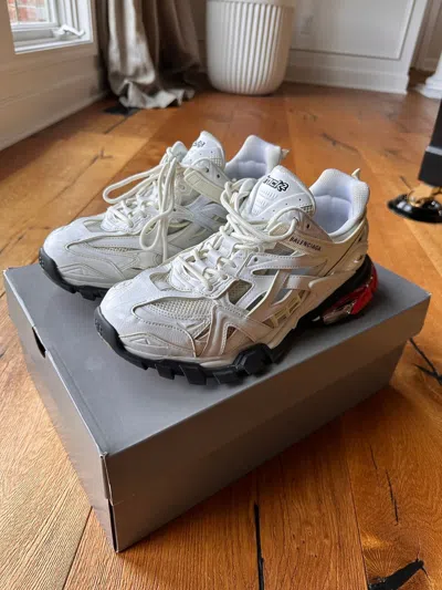Pre-owned Balenciaga Track Runner 2.0 White Red Shoes