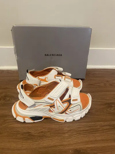 Pre-owned Balenciaga Track Sandals - White/orange In Orange/white