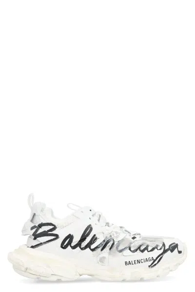 Balenciaga Track Signature Low-top Sneakers In White