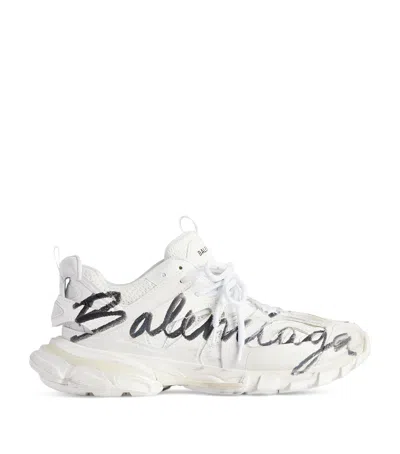 Balenciaga Track Signature Sneakers In White