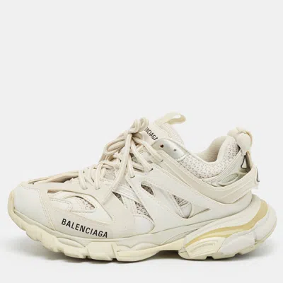 Pre-owned Balenciaga Track Size 37 White Faux Leather Lace Up Sneakers