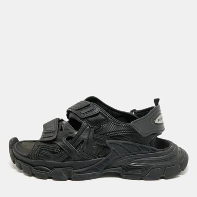 Pre-owned Balenciaga Track Size 42 Black Faux Leather Slingback Sandals