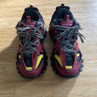 Pre-owned Balenciaga Track Sneaker (ss19) - Bordeaux/yellow/black In Red