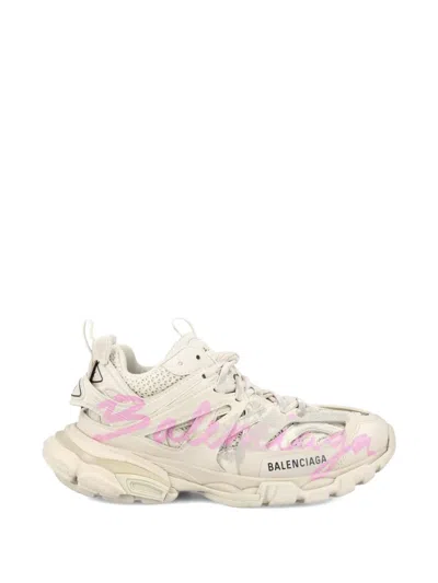 Balenciaga Women Track Signature Sneakers In White