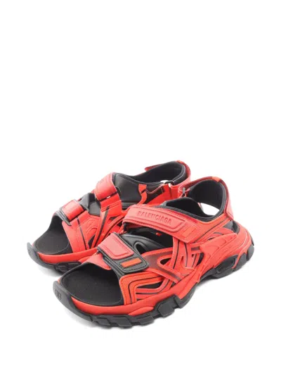 Pre-owned Balenciaga Track Touch-strap Sandals In Red