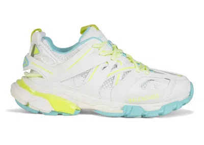 Pre-owned Balenciaga Track (women's) Sneakers In White/fluorescent Yellow/turquoise