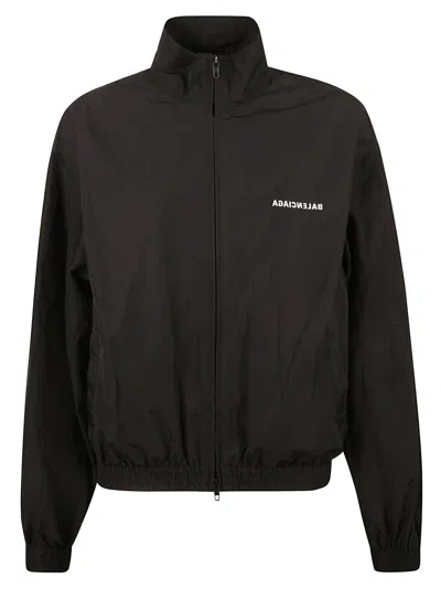 Balenciaga Black Bomber Jacket With Zip And Logo