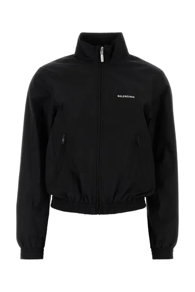 BALENCIAGA BALENCIAGA BLACK COTTON AND NYLON WINDBREAKER