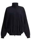 Balenciaga Slate Tech Fabric Oversize Windbreaker In Black