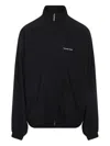 Balenciaga Men Black High Neck Sweatshirt With Logo Lettering On Front And Rear In Tech Fabric Man In Black