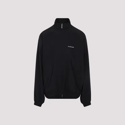 Balenciaga Men Black High Neck Sweatshirt With Logo Lettering On Front And Rear In Tech Fabric Man